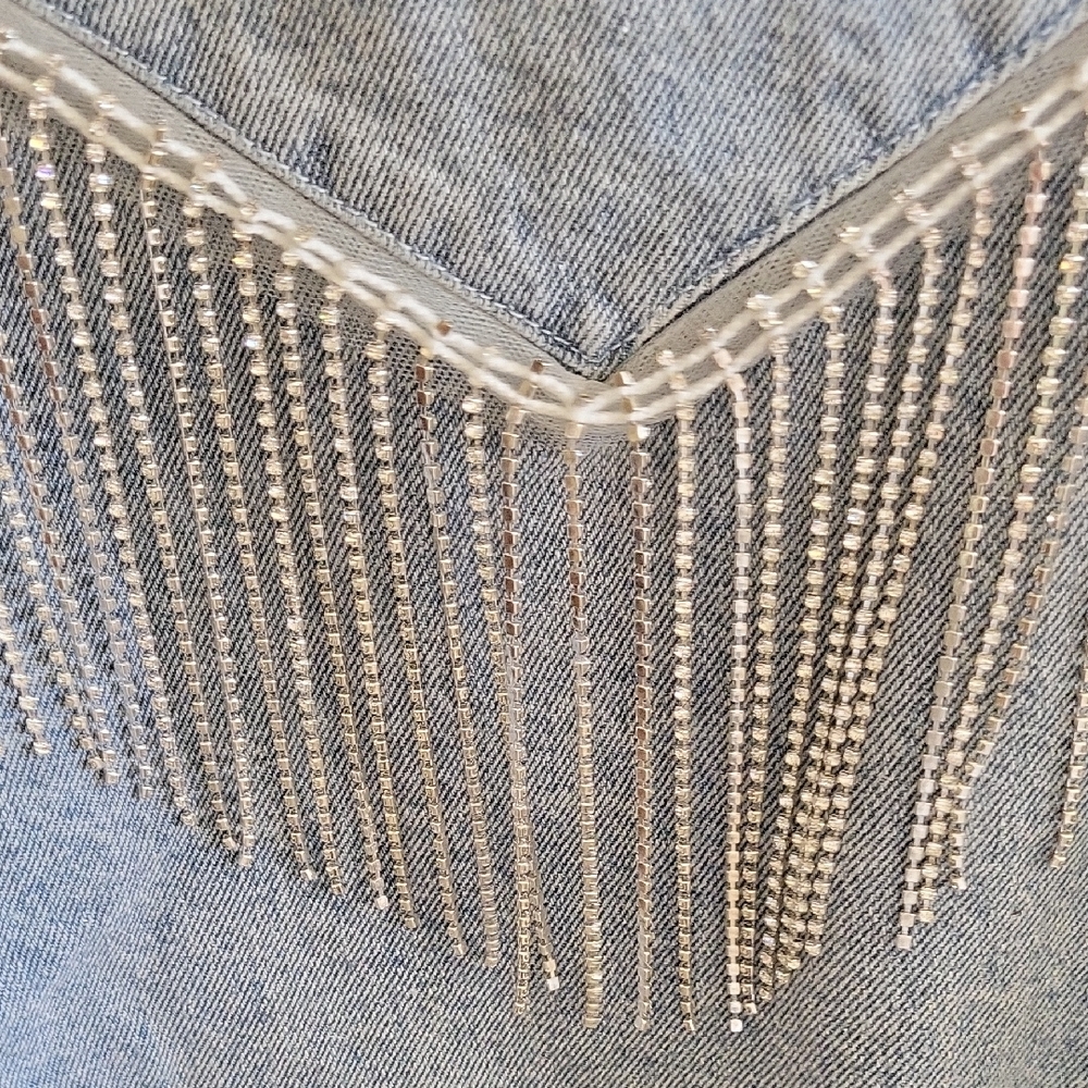 Forever 21 Blue Jean Jacket with Silver Fringe - Picture 6 of 14